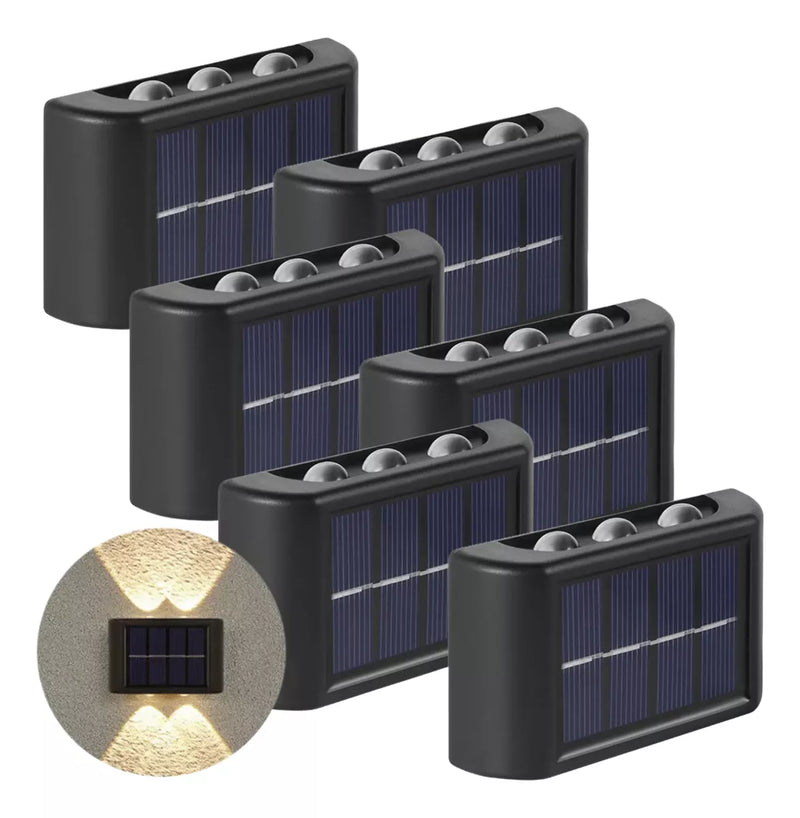 Arandela Solar Led Energia Solar Lâmpada 6 Leds Prova Dágua